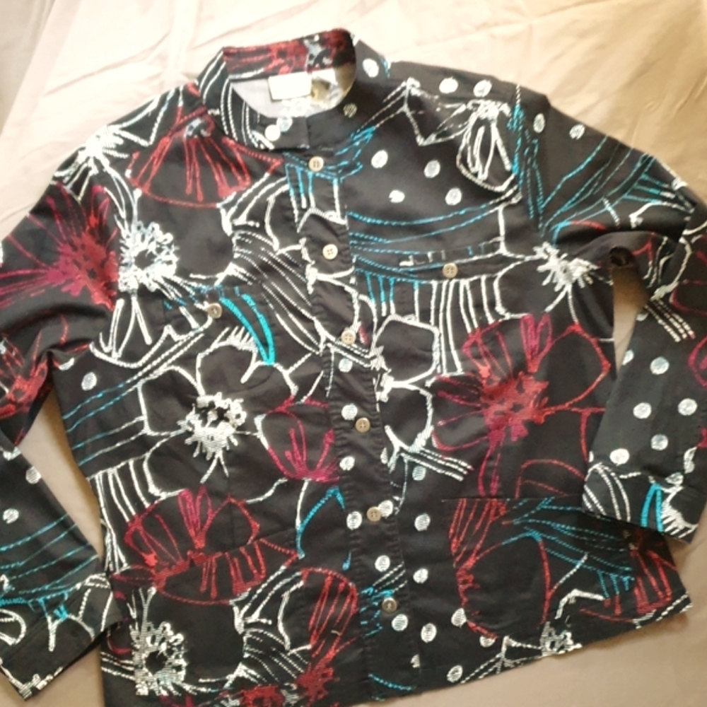 Chico's Sz3=16 Floral Sketch Print Jacket